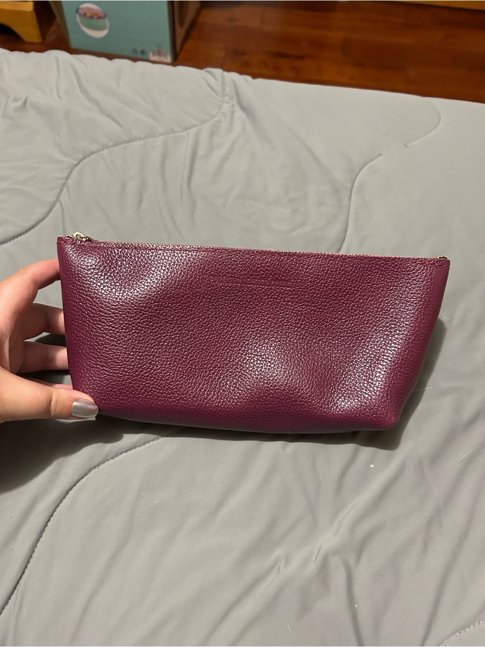 Portland leather utility pouch in Iris